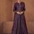 Real georgette party wear gown violet color with embroidery work