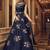 Bangalore silk party weargown in blue color with embroidery & stone work
