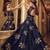 Bangalore silk party weargown in blue color with embroidery & stone work