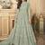Butterfly net fabrics party wear readymade gown in light green color with embroidery work