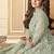 Butterfly net fabrics party wear readymade gown in light green color with embroidery work