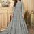 Butterfly net fabrics party wear readymade gown in grey color with embroidery work