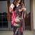 black soft georgette digital printed saree with khatli handwork