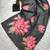 black soft georgette digital printed saree with khatli handwork