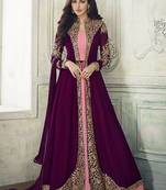 Purple hot pink color georgette party wear designer long lenth anarkali suit