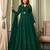 Pure georgette fabrics party wear gown in green color with embroidery & sequance work