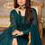 Pure georgette fabrics party wear in teal color with embroidery & sequance work