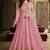 Dola silk party wear gown in pink color with embroidery work and stone work