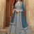 Dola silk party wear gown in grey color with embrodiery work and stone work