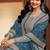 Dola silk party wear gown in grey color with embrodiery work and stone work