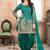 Satin silk party wear salwar suit in turquoise color with embrodiery work,stone ,mirror work