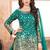 Satin silk party wear salwar suit in turquoise color with embrodiery work,stone ,mirror work