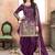 Satin silk party wear salwar suit in purple color with embrodiery work,stone ,mirror work