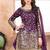 Satin silk party wear salwar suit in purple color with embrodiery work,stone ,mirror work
