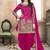 Satin silk party wear salwar suit in pink color with embrodiery work,stone ,mirror work