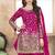 Satin silk party wear salwar suit in pink color with embrodiery work,stone ,mirror work