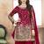 Satin silk party wear salwar suit in red color with embrodiery work,stone ,mirror work