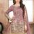 Satin silk party wear salwar suit in light pink color with embrodiery work,stone ,mirror work