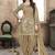 Satin silk party wear salwar suit in beige color with embrodiery work,stone ,mirror work