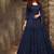 Soft premium net wedding wear gown in blue color with embroidery work & khatli work