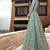Soft silk party wear gown in light blue color with embroidery work & stone work