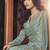 Soft silk party wear gown in light blue color with embroidery work & stone work