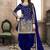 Satin silk party wear salwar suit in blue color with embrodiery work,stone ,mirror work