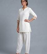 White embroidered rayon kurta set
