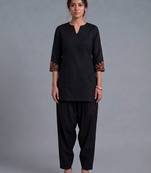 Black embroidered rayon kurta set