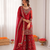 Red art silk thread sequin with sharara suit