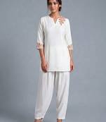 White embroidered rayon kurta set