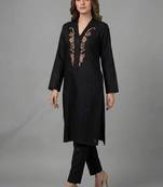 Black embroidered rayon kurta set