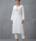 White embroidered rayon kurta set