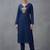 Blue embroidered rayon kurta set