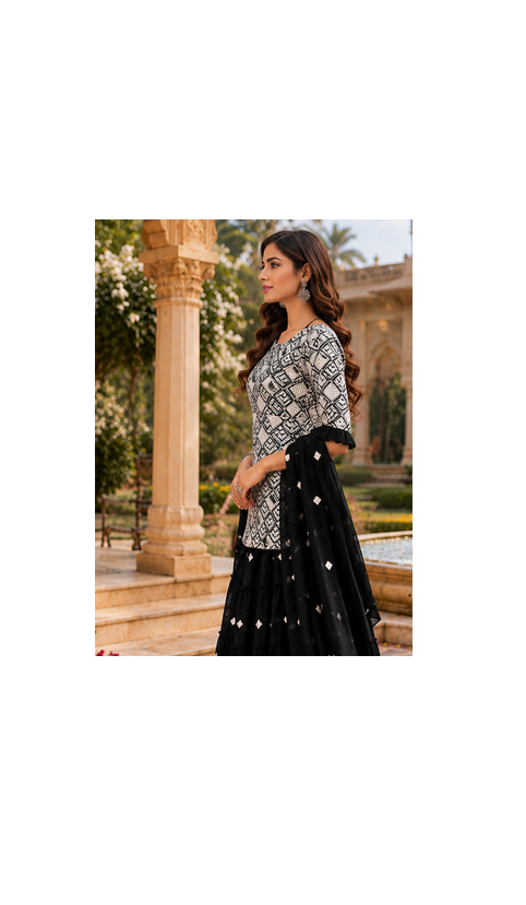 Black Sharara Set With Timeless Embroidery And Royal Palace Vibes  A Perfect Blend Of Grace And Glamour 2