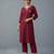Maroon embroidered rayon kurta set