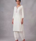 White embroidered rayon kurta set