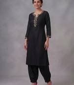 Black embroidered rayon kurta set