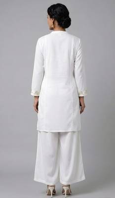 White embroidered rayon kurta set 2