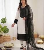 Off white crepe thread with sequin salwar suit