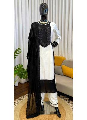 Off white crepe thread with sequin salwar suit 3