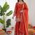 Rust orange art silk thread with sequin sharara suit
