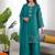 Teal crepe silk thread work salwar suit