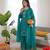 Teal crepe silk thread work salwar suit