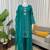 Teal crepe silk thread work salwar suit