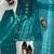 Teal crepe silk thread work salwar suit