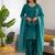Teal  chanderi thread with sequin palazzo suit