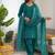Teal  chanderi thread with sequin palazzo suit