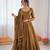 Olive green art silk thread work anarkali suit