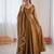 Olive green art silk thread work anarkali suit